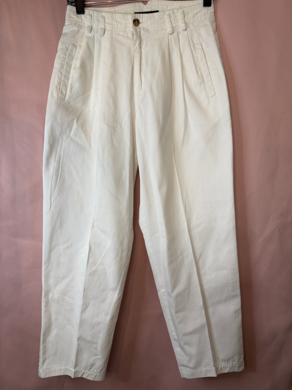 White Pleated Chinos with Tapered Leg